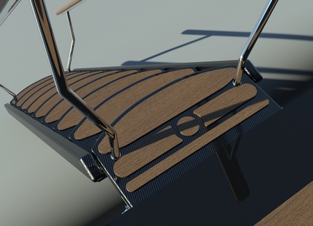 Gangway in carbon fiber installed on a catamaran with one telescopic part